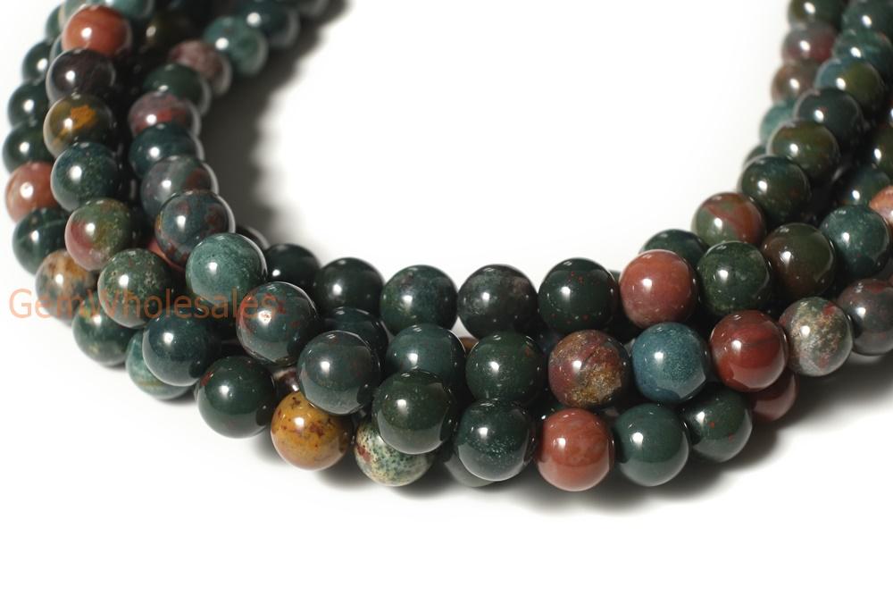 15.5" 4mm/6mm Natural Indian bloodstone round beads,green red semi-preciouse stone
