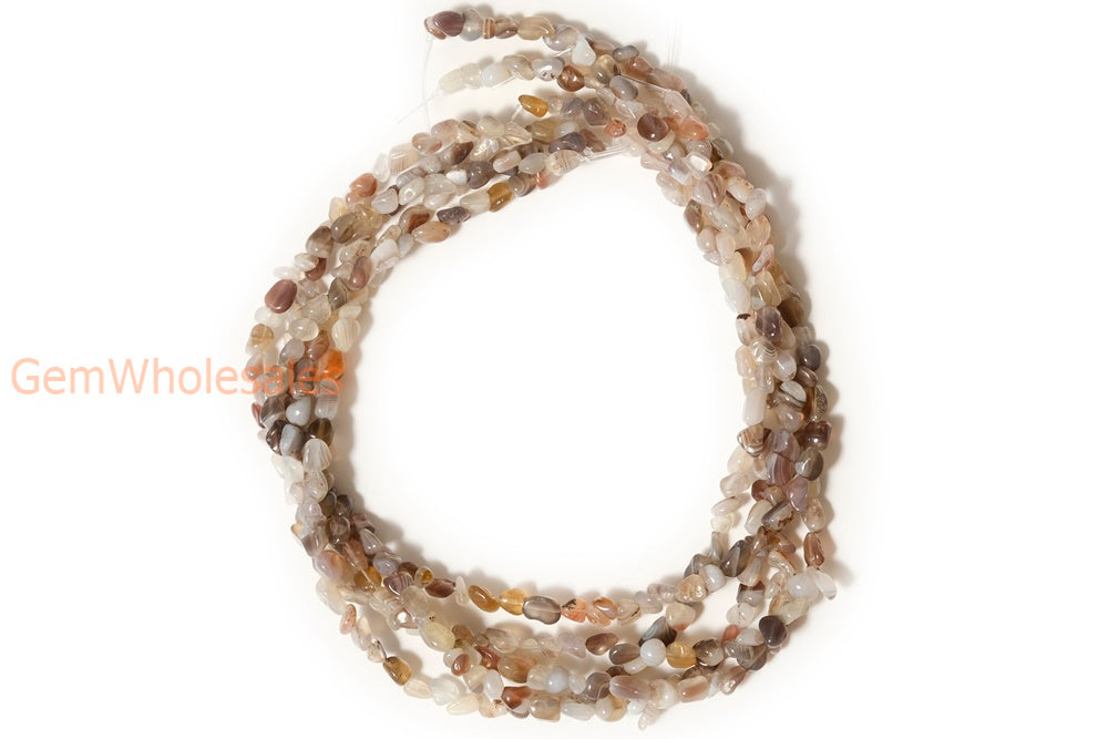 15.5" natural 3~5mm brown botswana Agate Pebble beads Gemstone