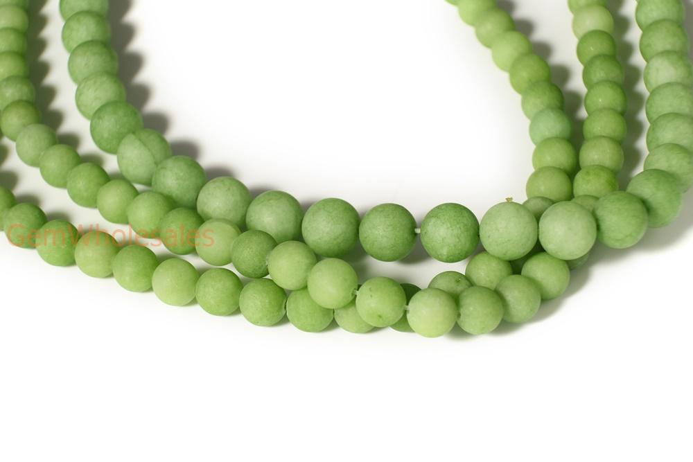 15.25" 8mm/10mm matte grass green dyed jade Round beads gemstone