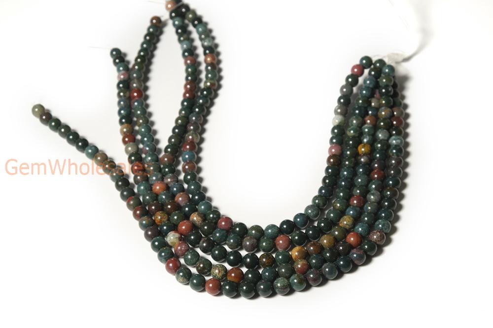 15.5" 8mm/10mm Natural Indian bloodstone round beads,green red semi-preciouse stone