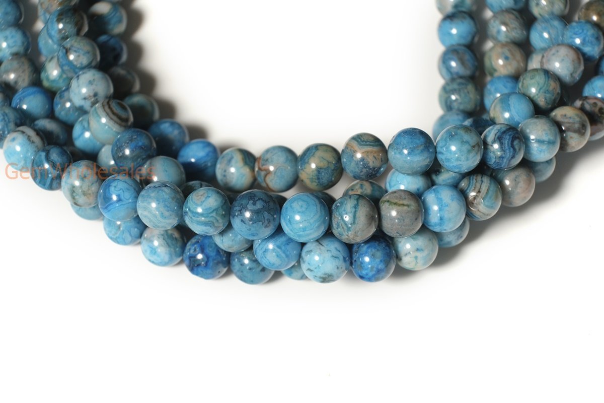 15" 6mm/8mm/10mm blue crazy Agate Round jewelry beads supply
