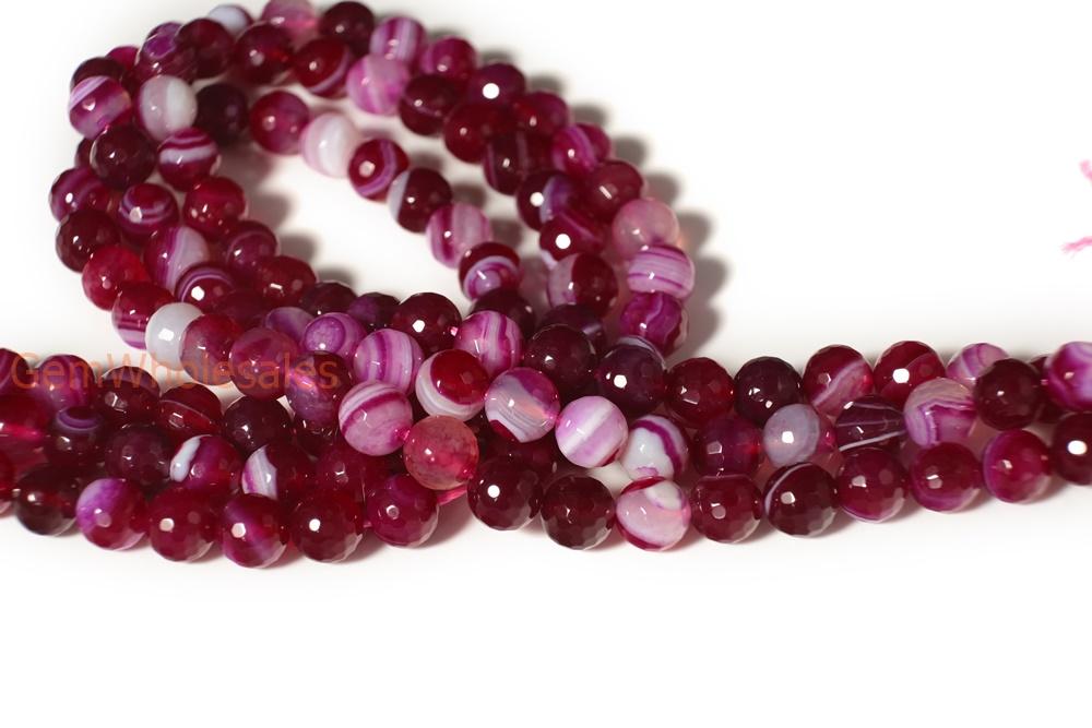 15" 6mm/8mm/10mm/12mm purple Agate Round faceted beads