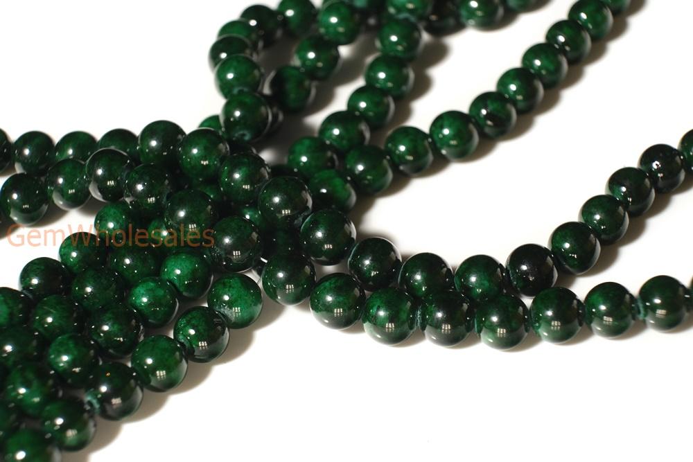15.5" 6mm/8mm/10mm/12mm green dyed jade Round beads gemstone