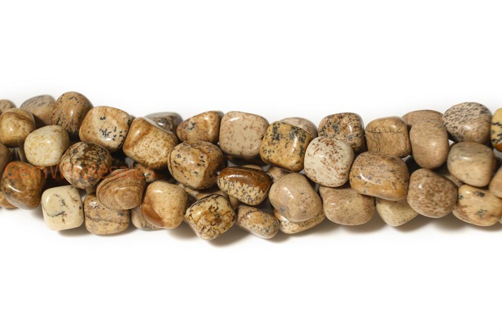 15.5" 5~7mm Natural Picture jasper pebbles beads,yellow potato beads, small nugget beads