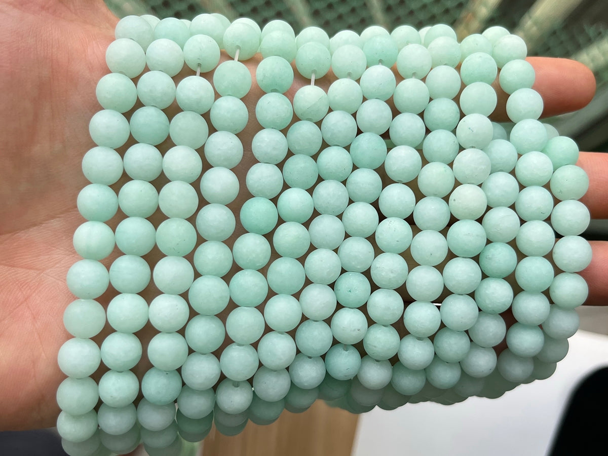 15.25" 8mm/10mm/12mm matte mint green dyed jade Round beads