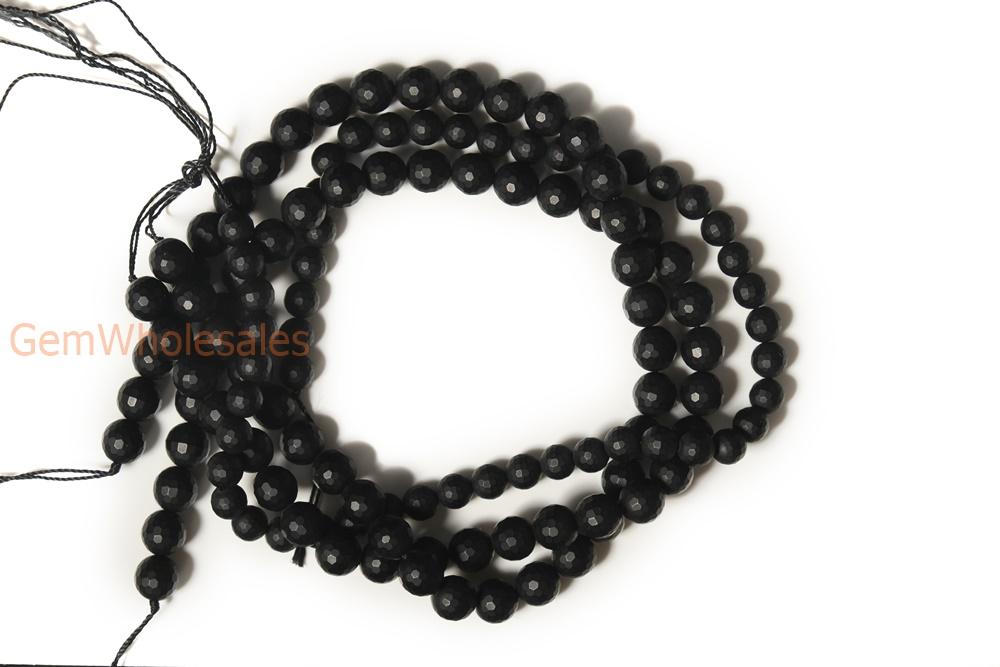 15.5" 6mm/8mm/10mm Matte/frosted black onyx/agate round 128 faceted beads,gemstone