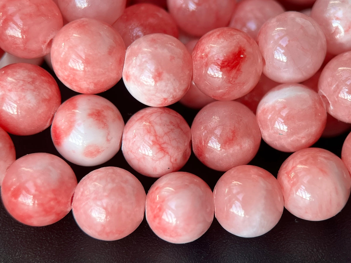 15.5" 8mm pink red dyed jade Round beads