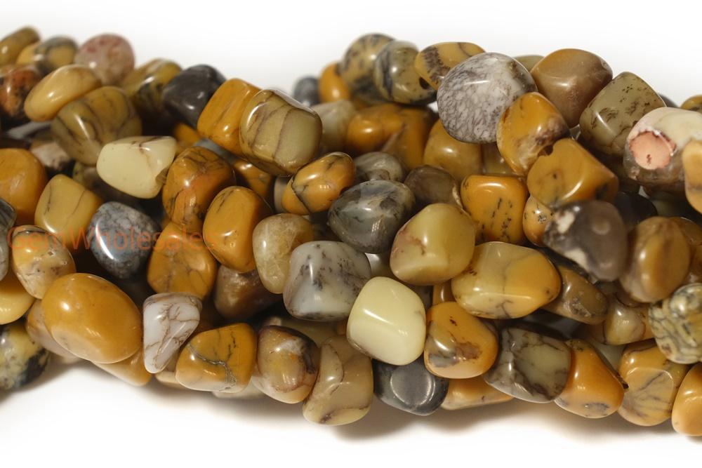 15.5" natural 3~5mm yellow moss agate Pebble beads Gemstone