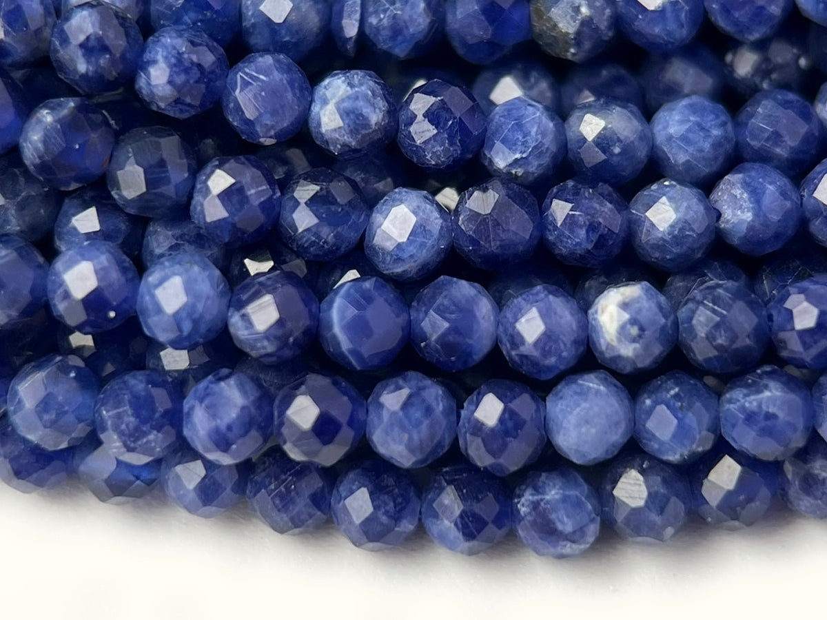 15.5" 2mm AAA natural sodalite stone round micro faceted beads