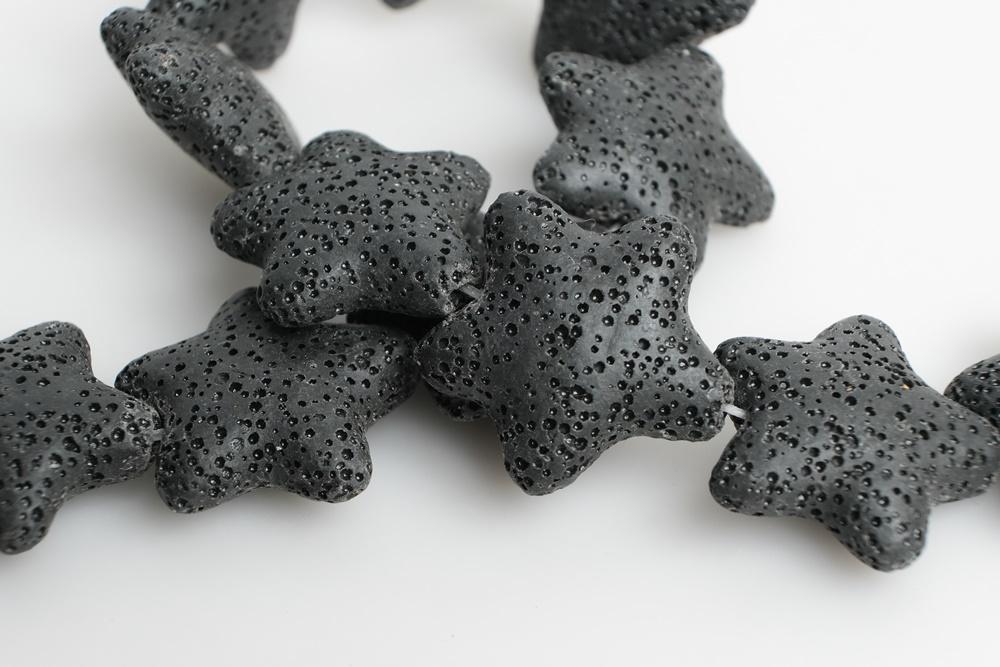 Black 25mm black Lava Starfish Gemstone pendant