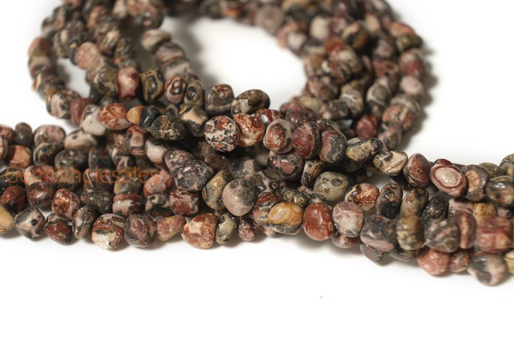 15.5" 3~5mm Natural Leopard skin stone pebbles beads,potato beads, small nugget beads