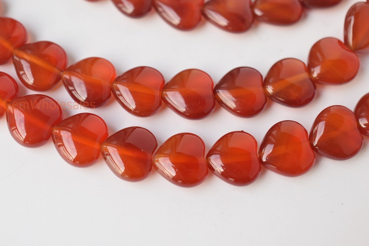 15.5" 12mm/14mm red Agate Heart beads Gemstone