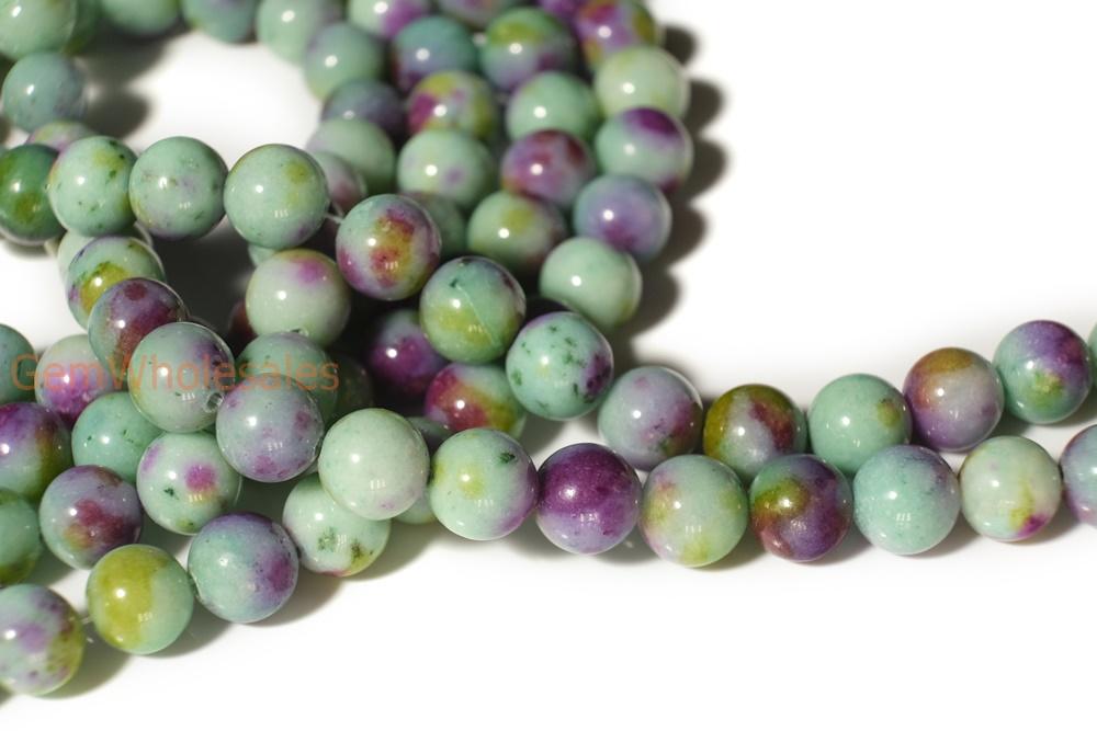15.5" 6mm/8mm green purple dyed jade Round jewelry beads supply