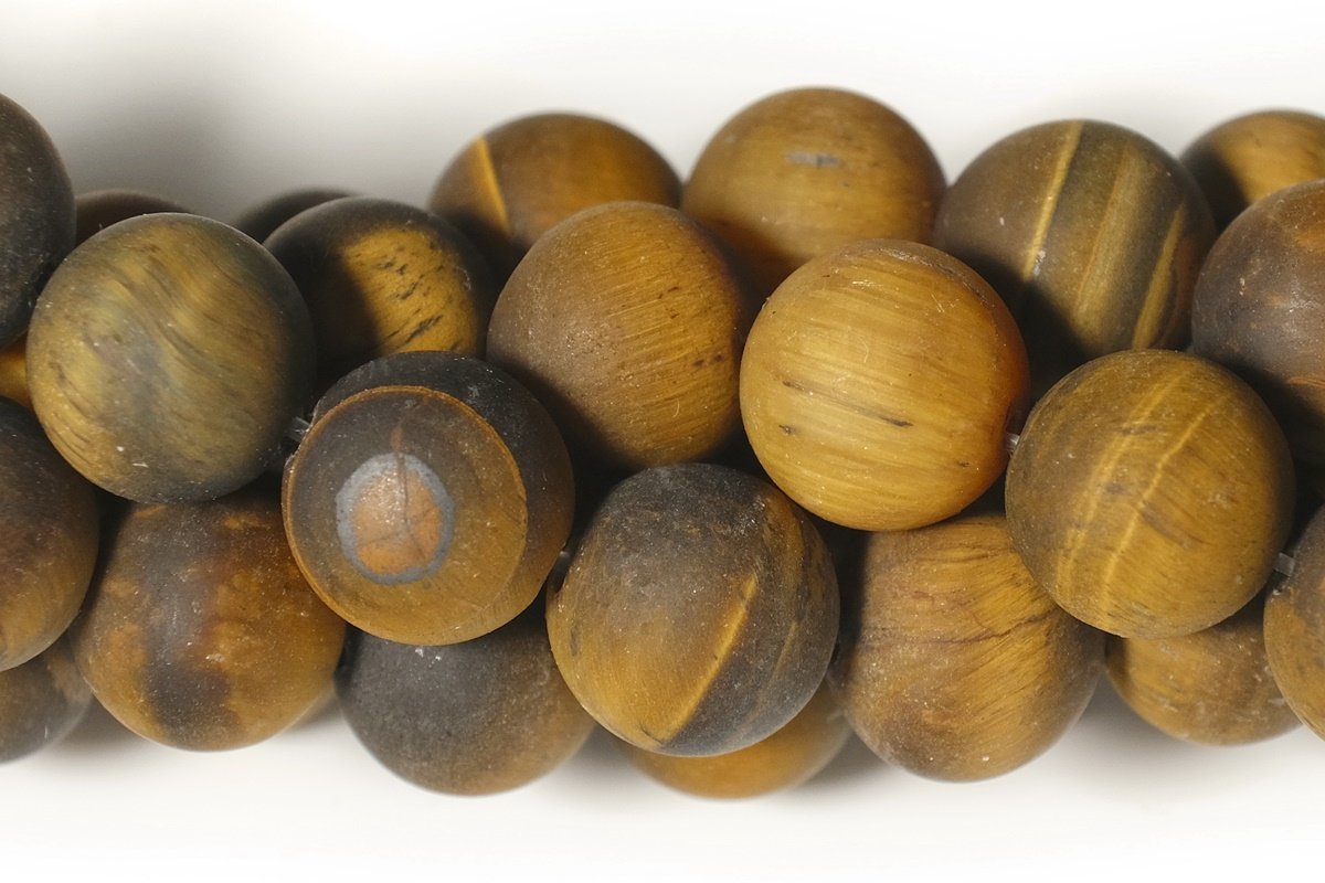15.5" Matte yellow tiger eye 8mm round beads,frosted yellow tiger eye