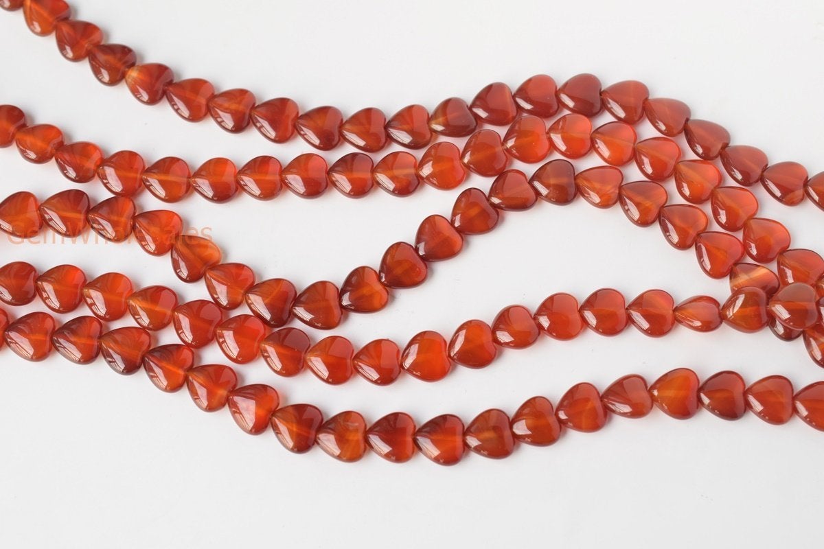 15.5" 12mm/14mm red Agate Heart beads Gemstone