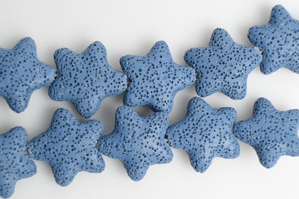 25mm blue Lava starfish Gemstone pendant