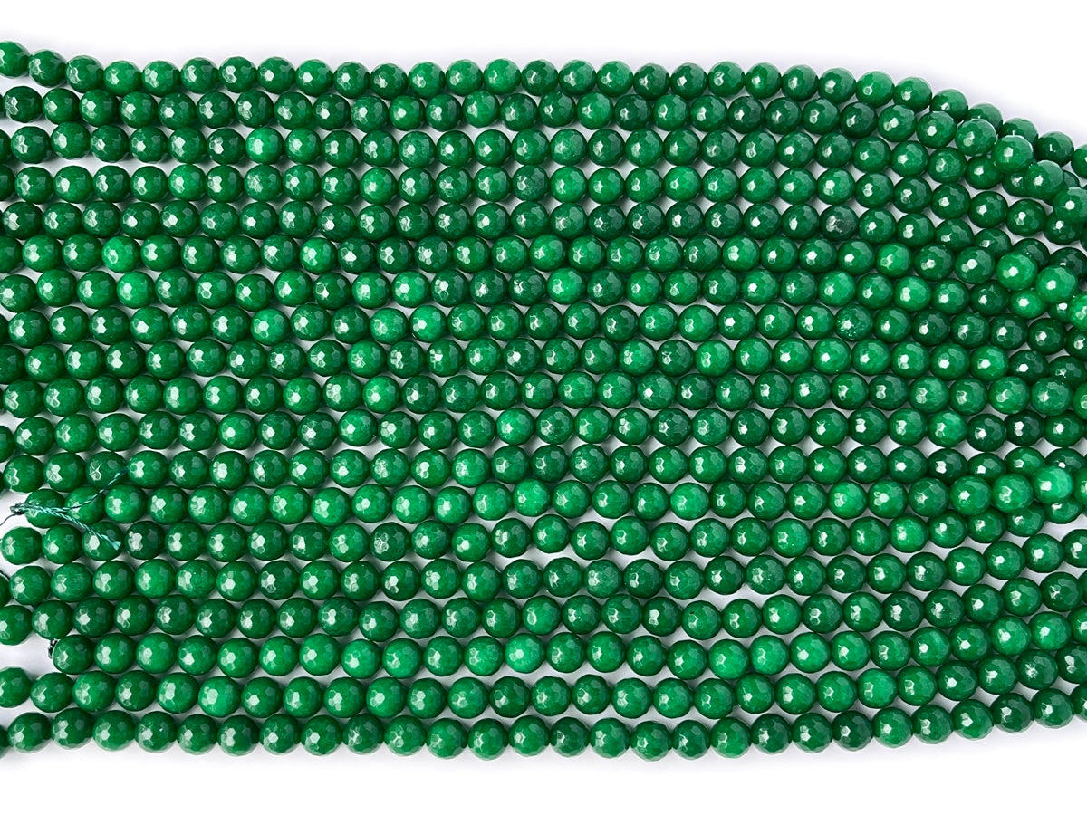 15" 10mm Dark bluish green Malaysian jade Round faceted beads