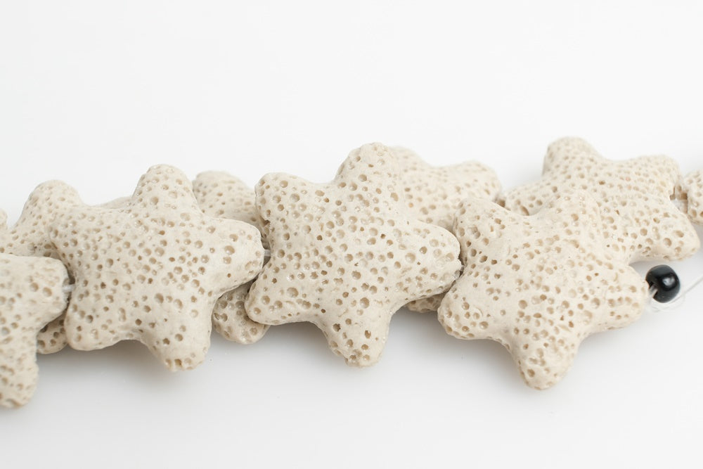 25mm beige Lava starfish Gemstone beads pendant