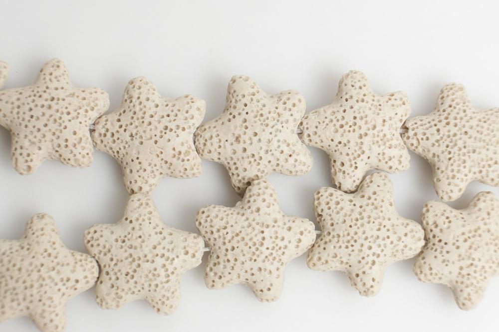 25mm beige Lava starfish Gemstone beads pendant