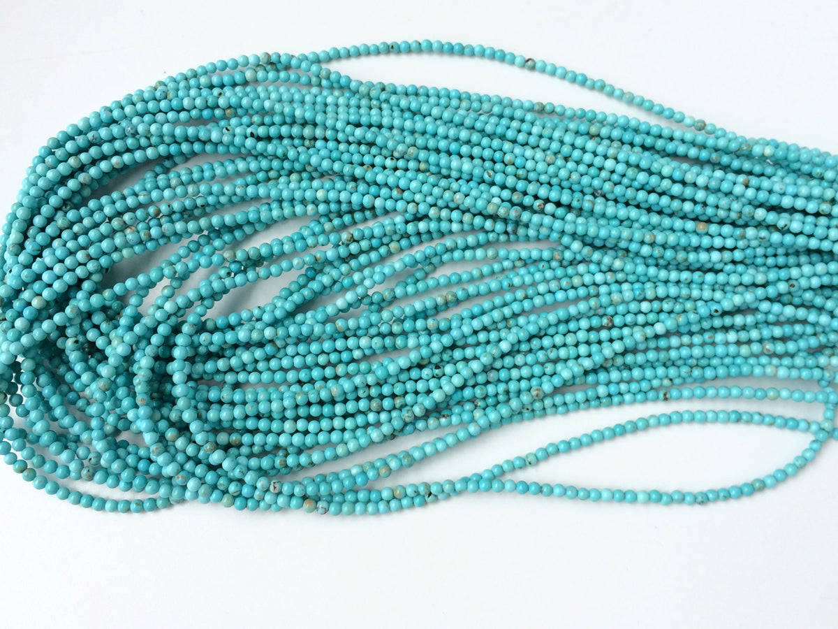 15.5" 2mm turquoise Blue howlite round beads, blue color semi-precious stone