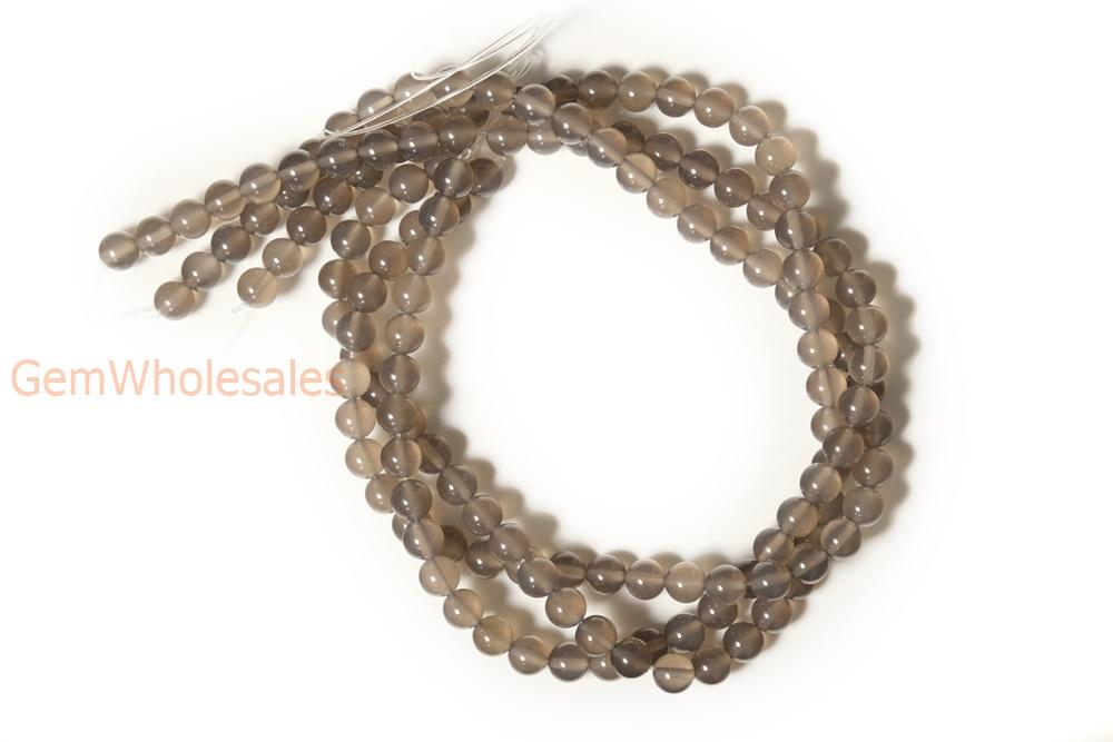 15" Grey agate 8mm round beads, semi-precious stone, grey gemstone beads