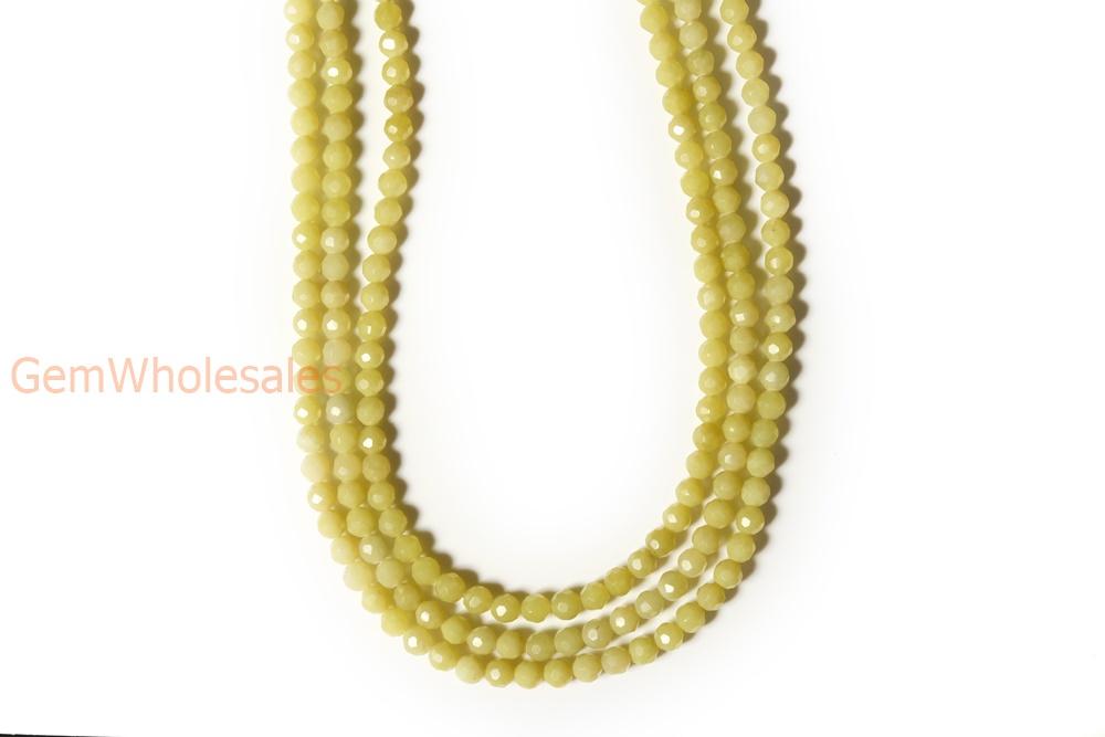 15.5" 6mm/8mm/10mm yellow green Lemon jade Round faceted beads gemstone