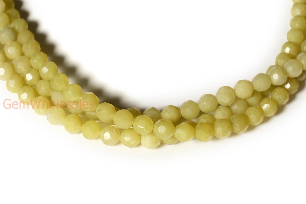 15.5" 6mm/8mm/10mm yellow green Lemon jade Round faceted beads gemstone