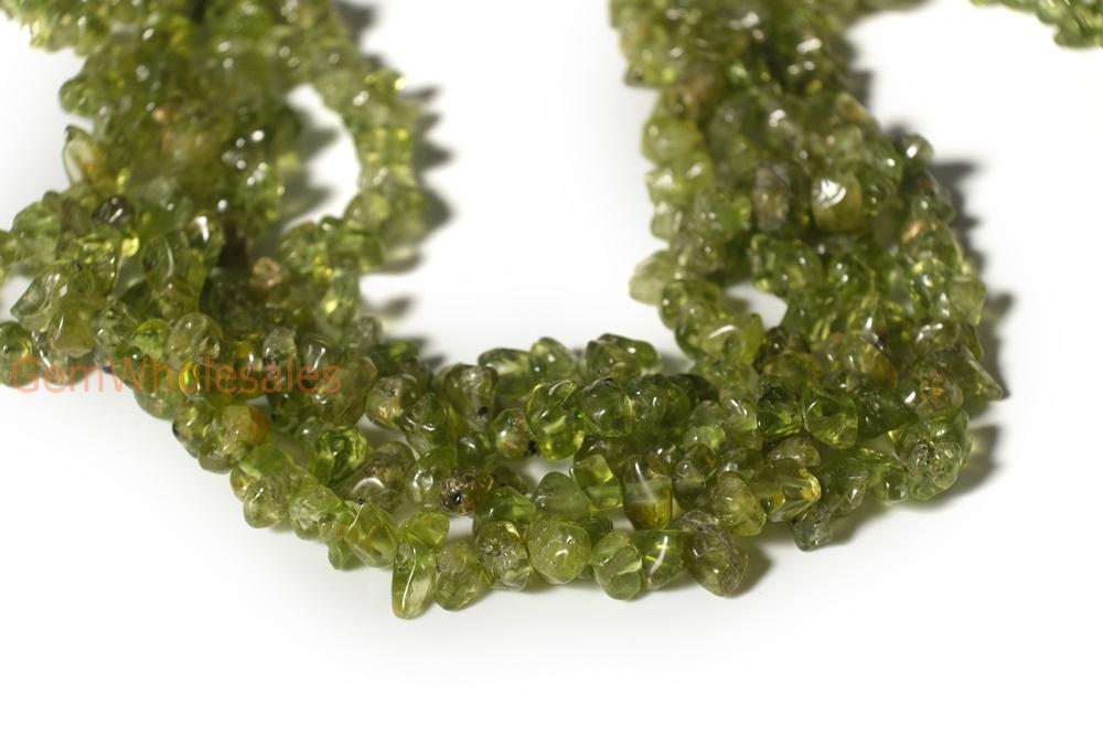 34" Peridot 5x10mm chips,Green color gemstone chips