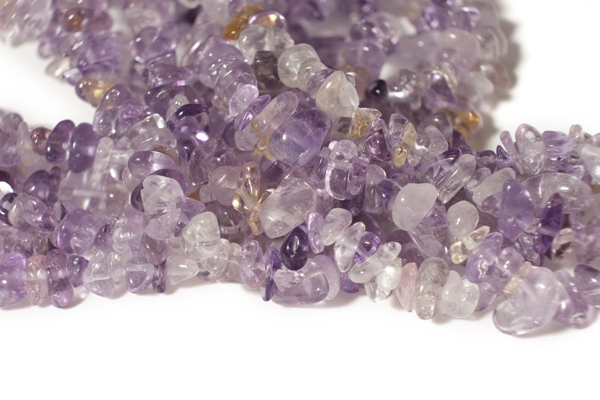34" Natural Ametrine 5x10mm chips beads, purple yellow small chips