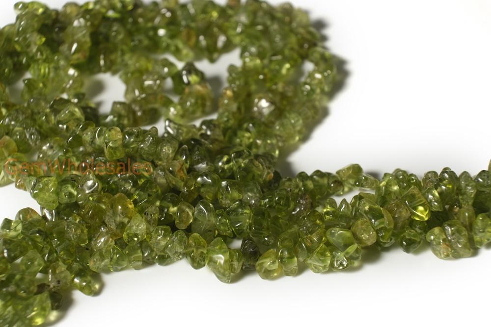 34" Peridot 5x10mm chips,Green color gemstone chips