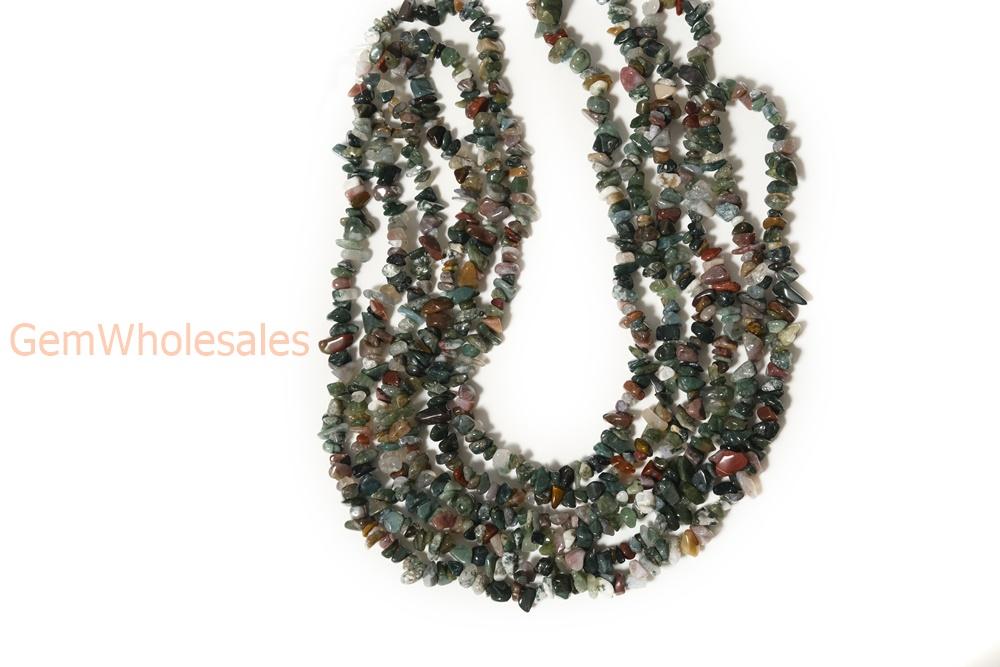 34" natural 5x10mm green Indian agate Chips beads Gemstone