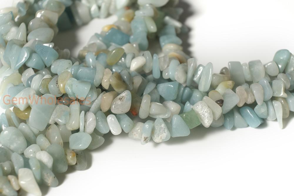 34" ~5x8mm Natural Amazonite chips,blue DIY chips beads, blue green Gemstone chips