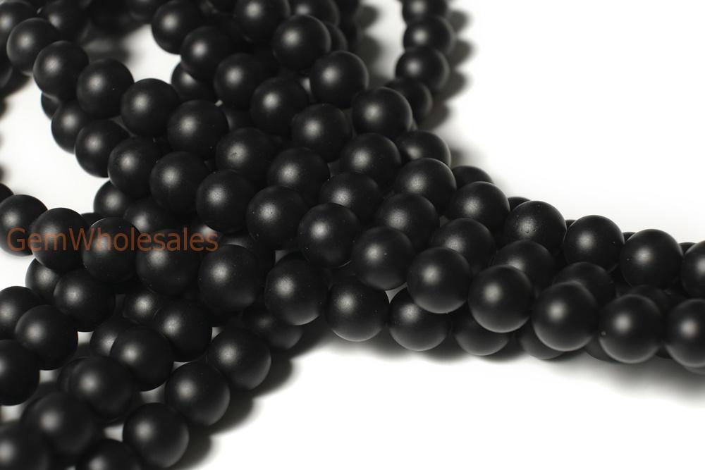 15.5" Matte/frosted black onyx 8mm/10mm/12mm agate round beads,gemstone