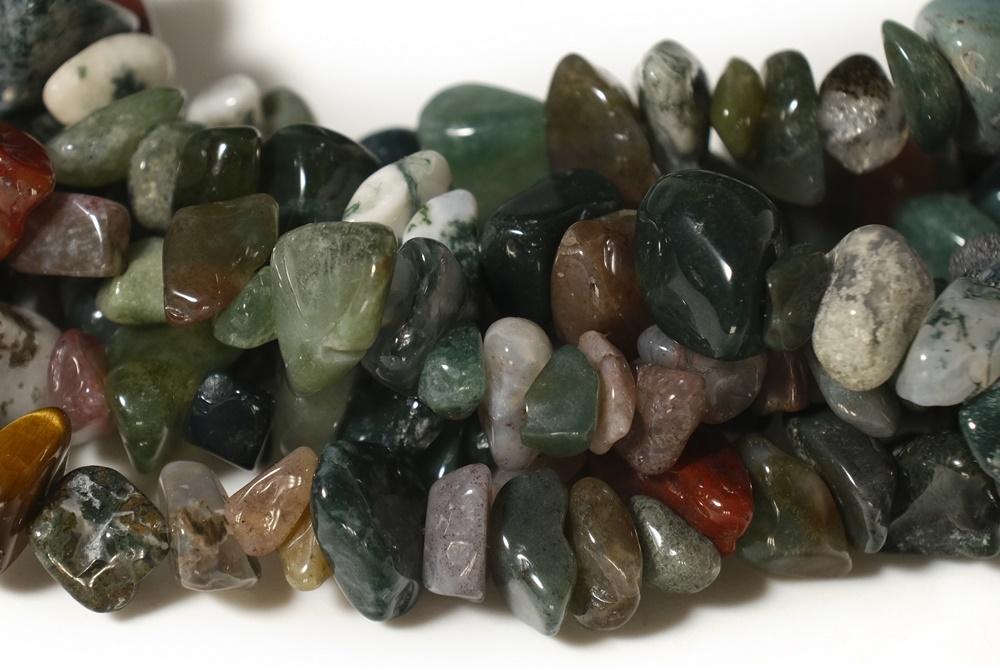 34" natural 5x10mm green Indian agate Chips beads Gemstone