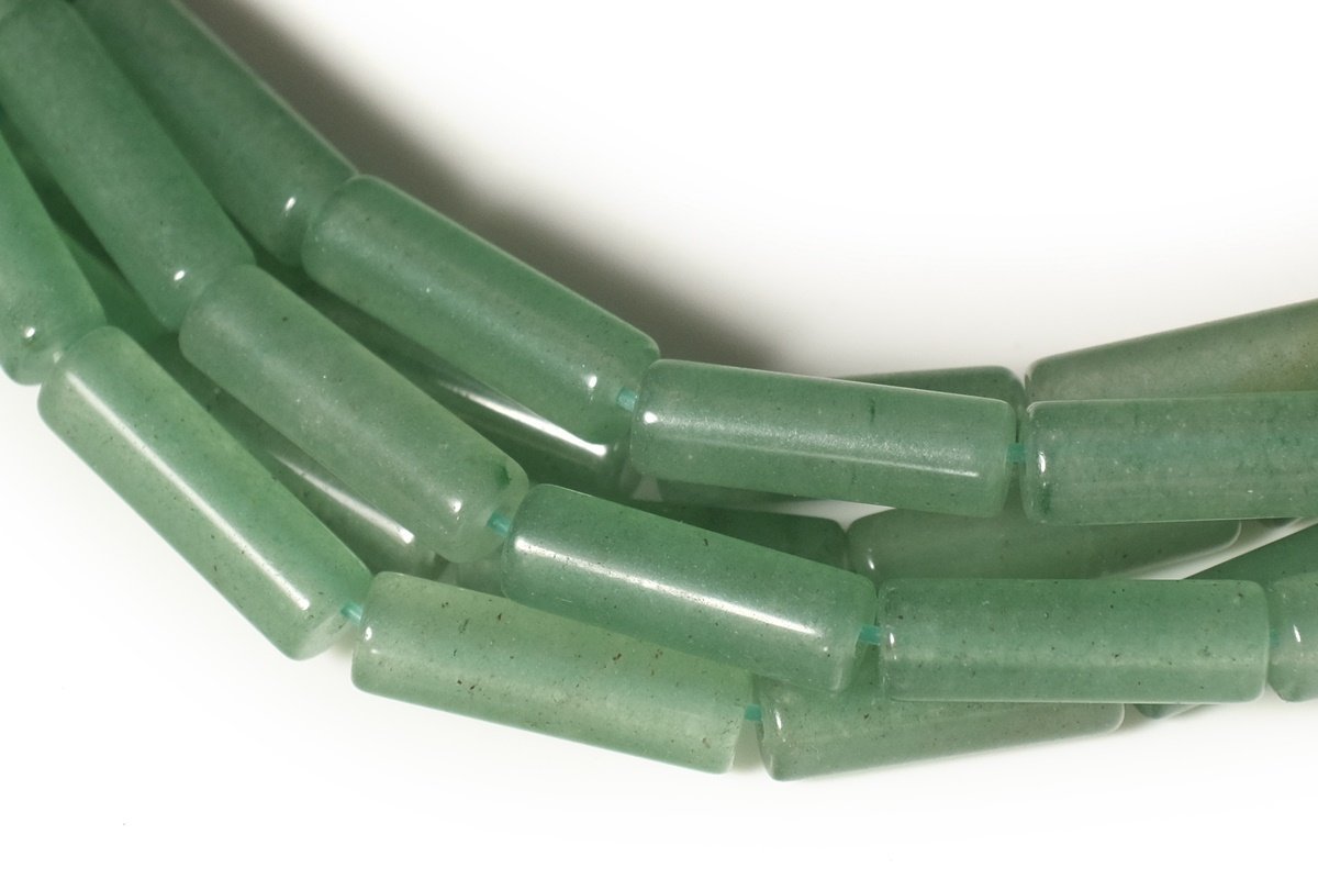 15.5"Natural Green aventurine round tubes 4x13mm, Green gemstone Cylinder