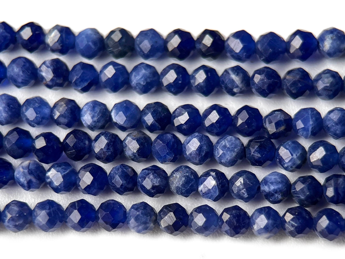15.5" 2mm AAA natural sodalite stone round micro faceted beads