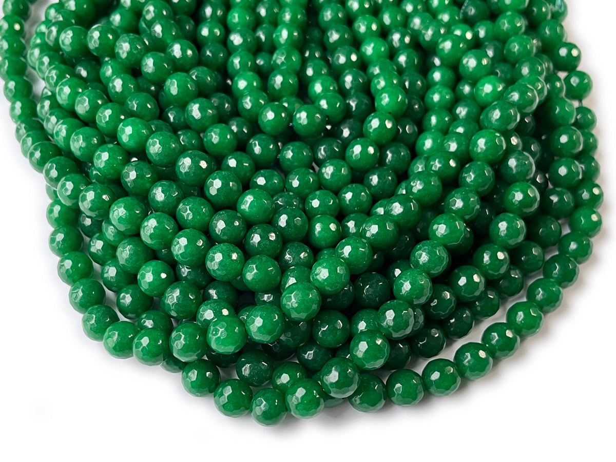 15" 10mm Dark bluish green Malaysian jade Round faceted beads