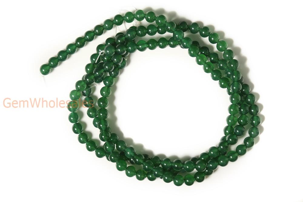 15.25" 4mm/6mm green Agate Round beads Gemstone