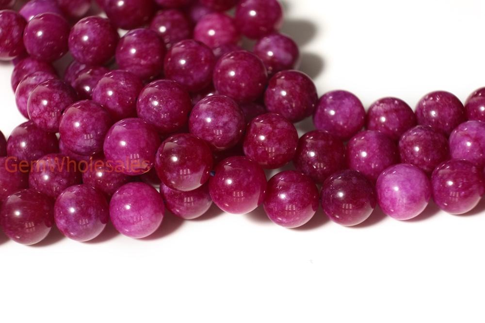 15" 6mm/8mm/10mm purple red Malaysian jade Round beads gemstone