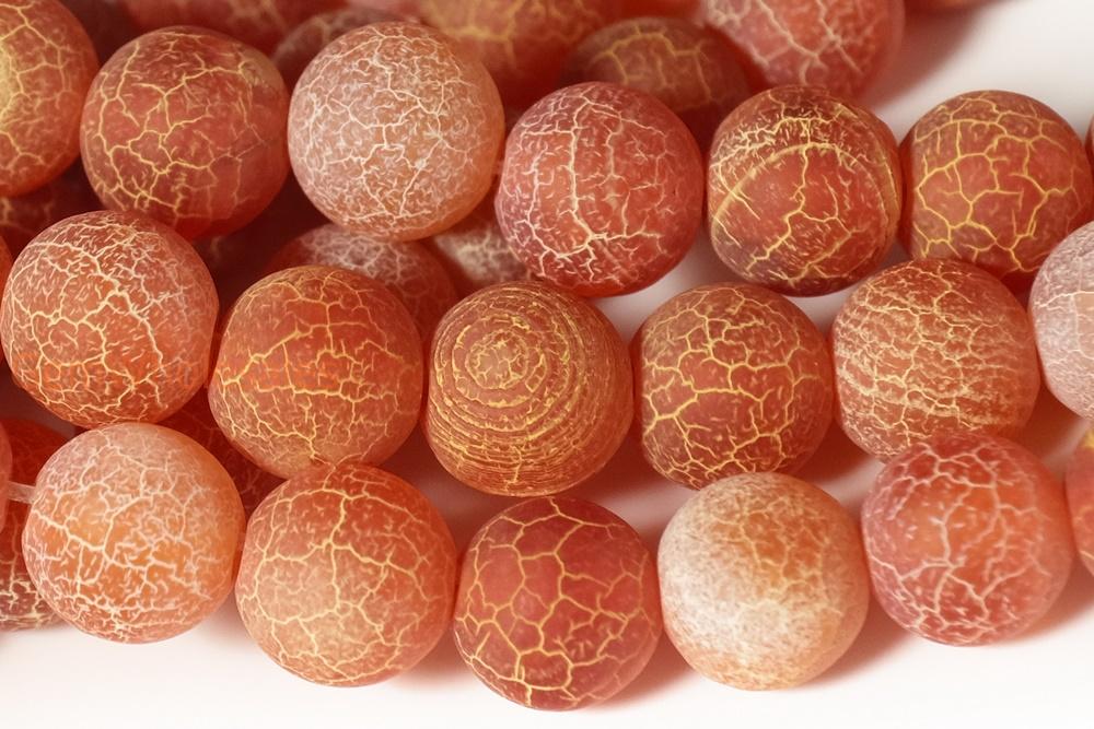 15" 6mm/8mm/10mm/12mm orange dream fire dragon veins frosted Agate Round beads Gemstone
