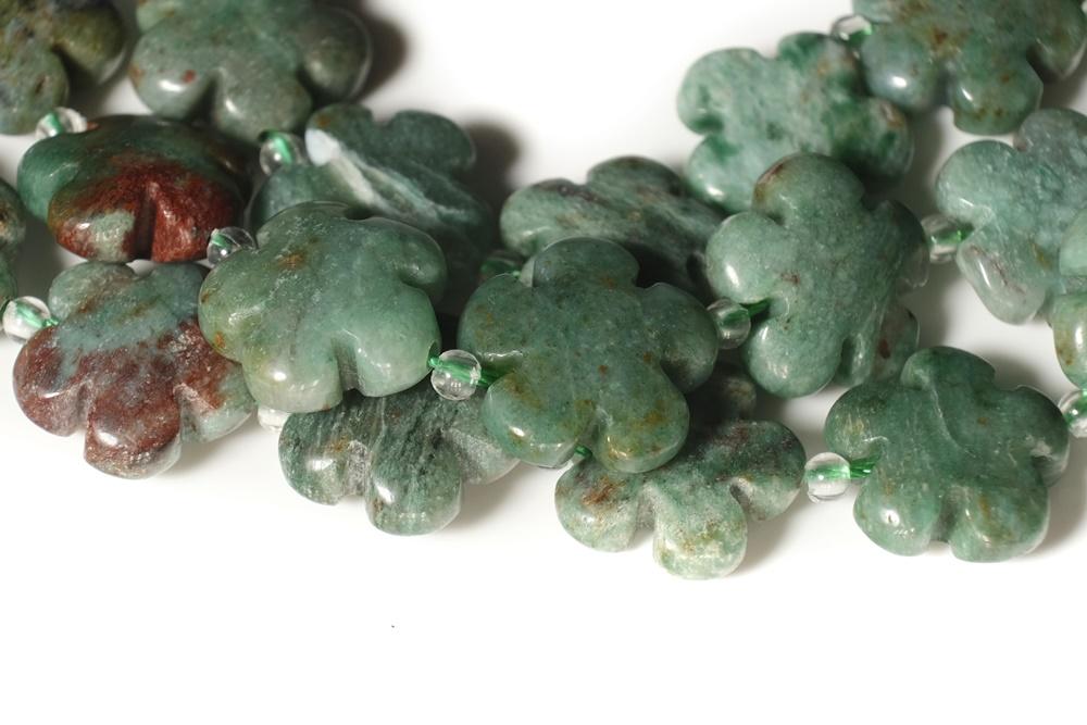 15.5" 15mm/20mm green Australia dragon blood jade flower beads