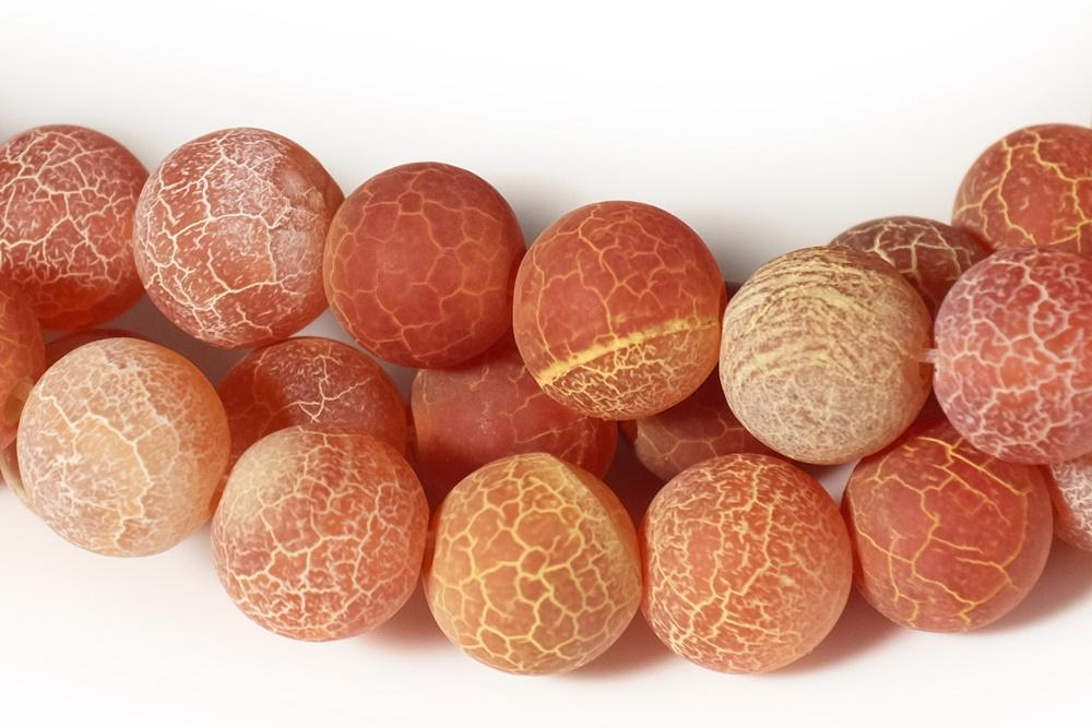 Natural Matte Red Plum Stone Beads Frosted Map Stone Round Bulk