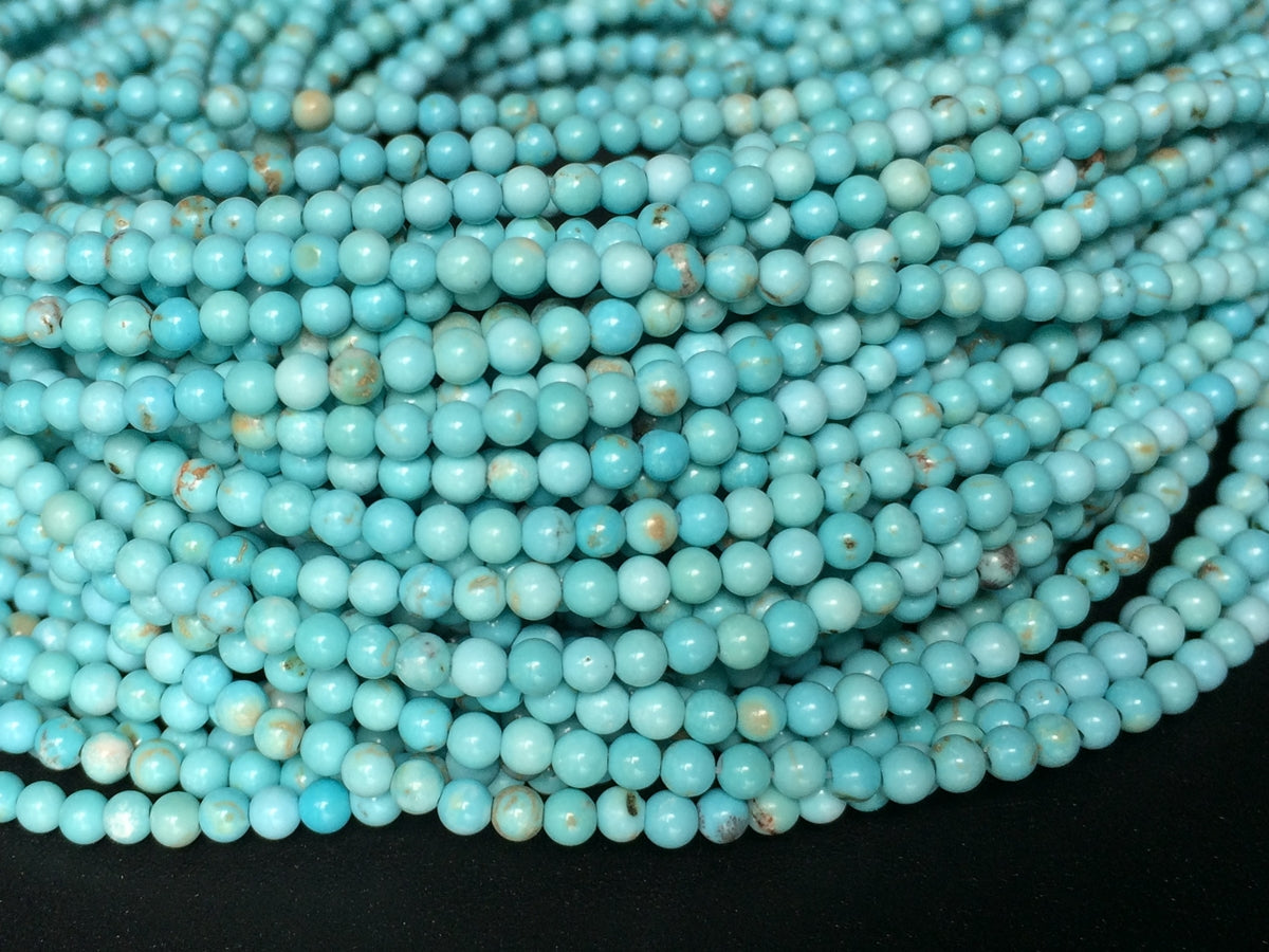 15.5" 2mm turquoise Blue howlite round beads, blue color semi-precious stone