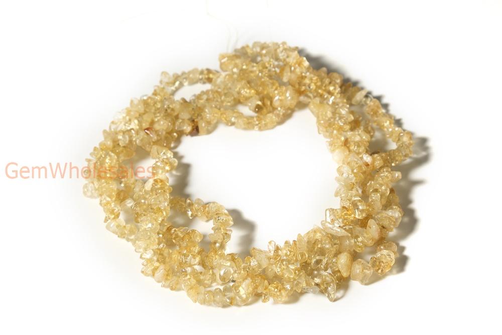 34" 5~10mm Natural Citrine chips beads strand,  yellow quartz chips