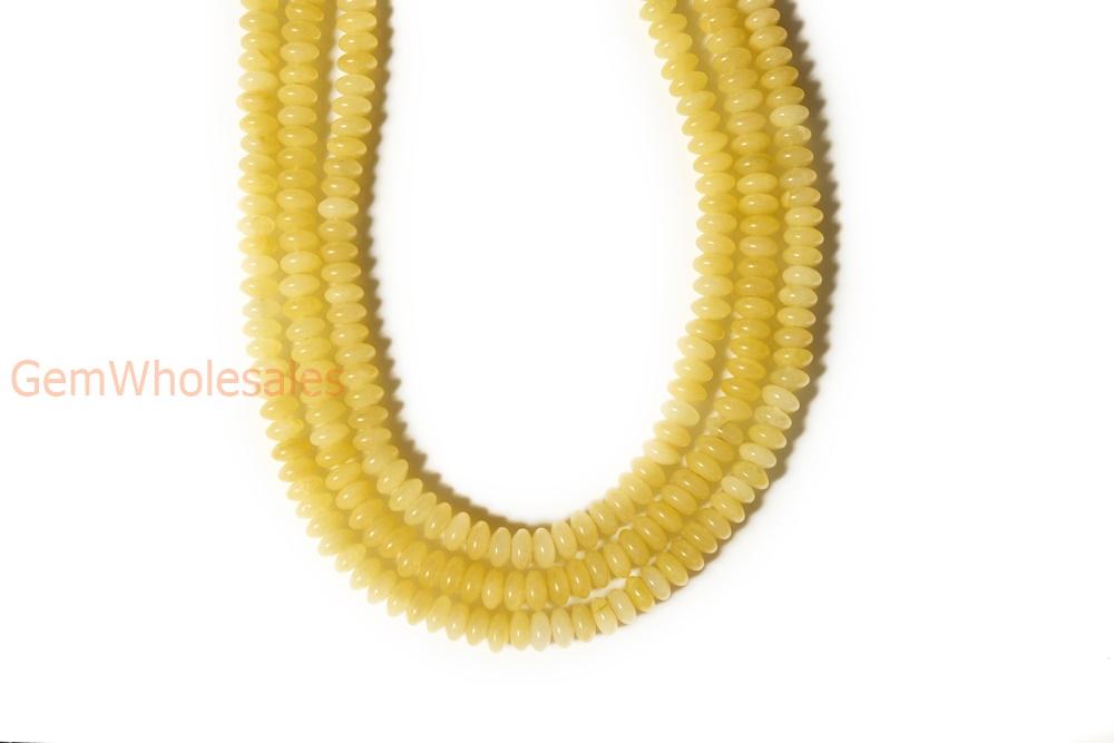 15.5" 8x4mm Natural yellow jade rondelle beads,disc beads, roundel beads 8x4mm