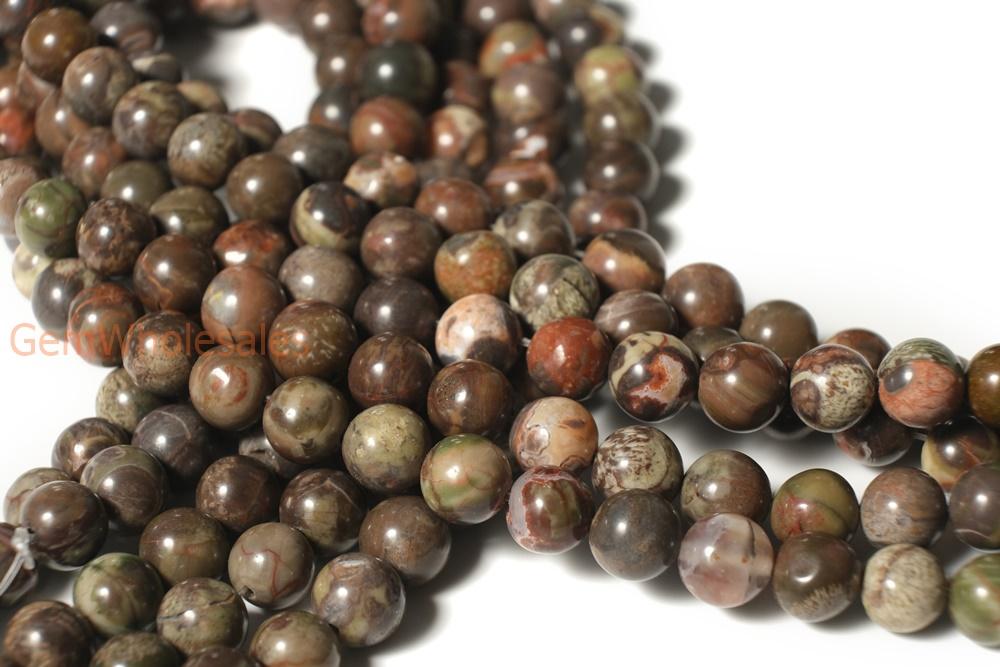 15.5" natural 8mm/10mm/12mm red brown flower Agate Round beads