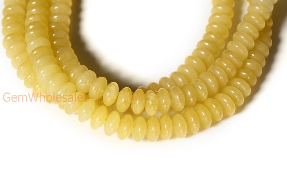 15.5" 8x4mm Natural yellow jade rondelle beads,disc beads, roundel beads 8x4mm