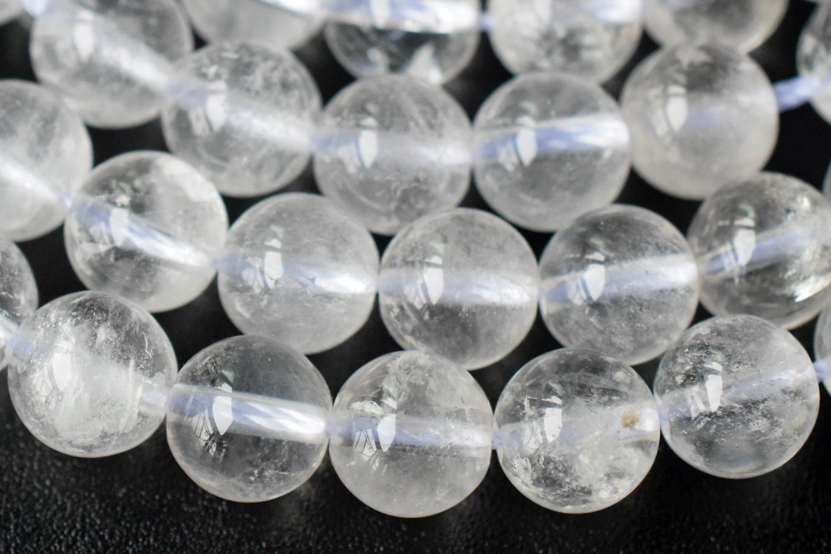 15" 8mm/10mm Natural rock crystal quartz round beads, milky with inclusion