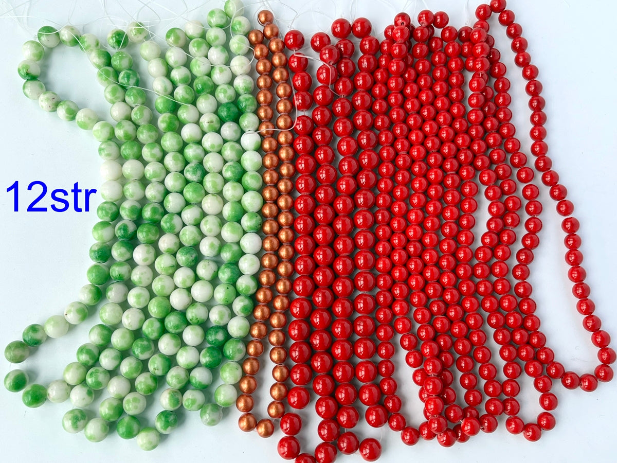 12str 8mm~10mm multi color mashan jade round beads sales pack