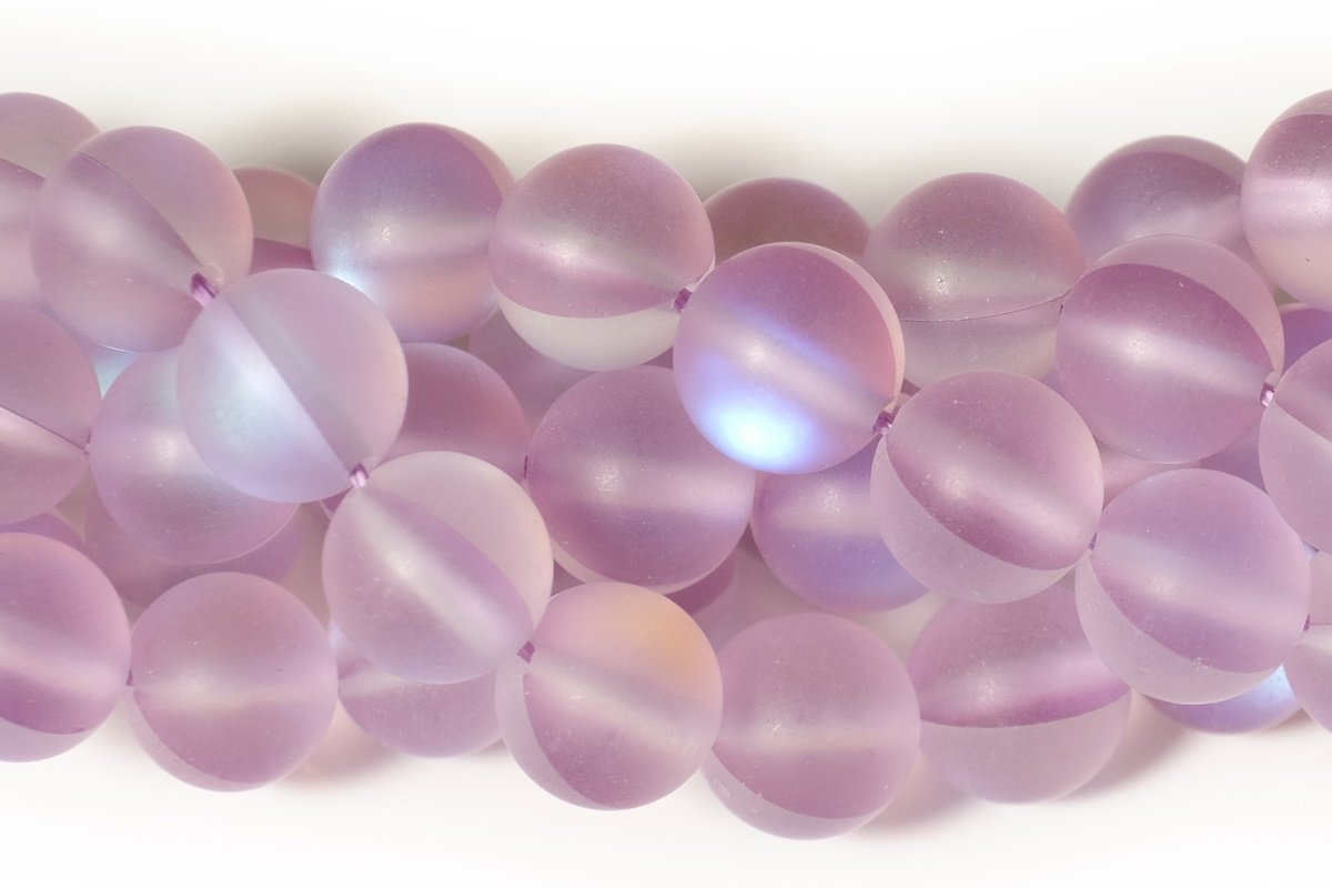 15.5" 8mm Rainbow light pink Synthetic Moonstone round beads